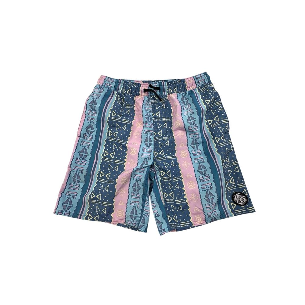 Volcom Swim Trunks Boys M (10-12) Teal Pink Board Shorts Vacation Beach Pool